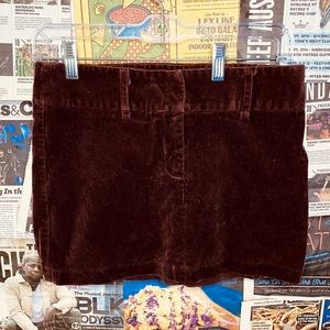 Brown velvet mini skirt